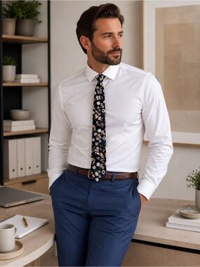 Original Penguin White Dress Shirt with Floral Tie